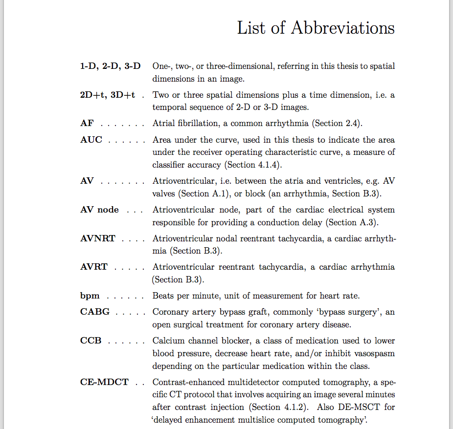 research paper list of abbreviations